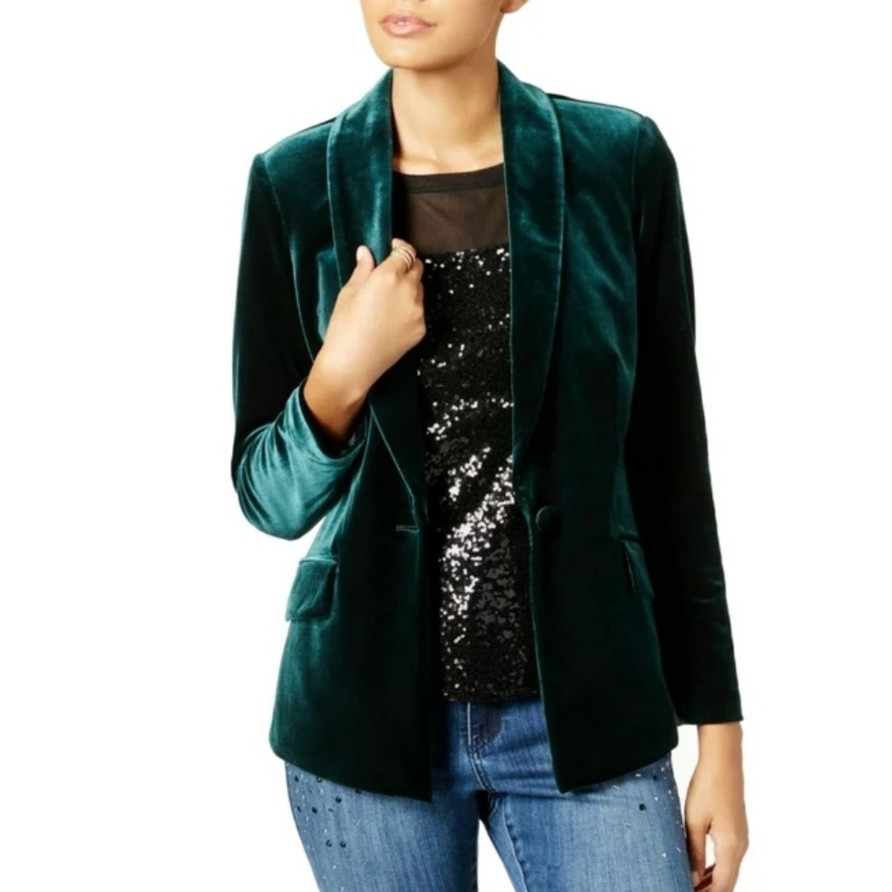 INC International Women's Velvet Blazer Navy size XL